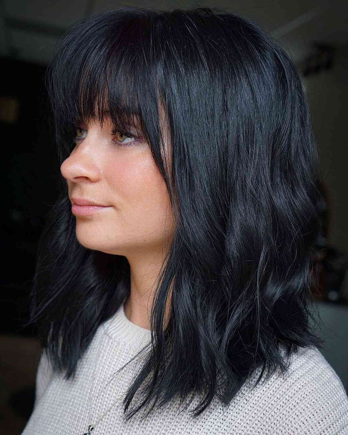 Bangs and layers shoulder length