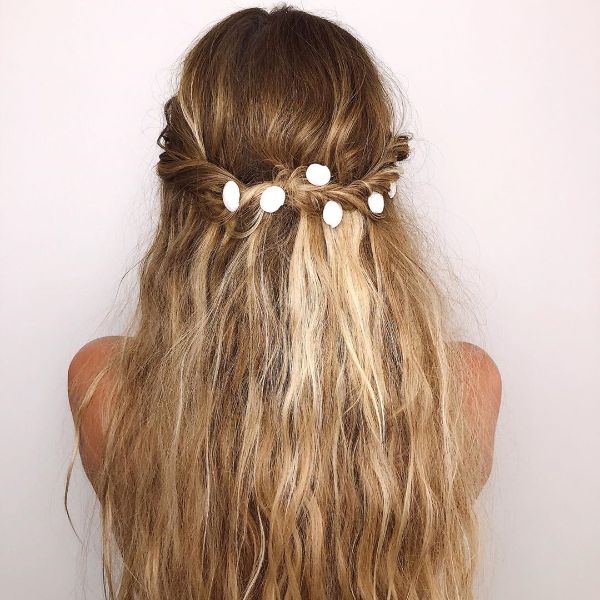 Beach-style Braid with Free Falling Hair and Shell Accessories