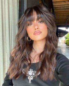 Beachy Waves with Straight Bangs