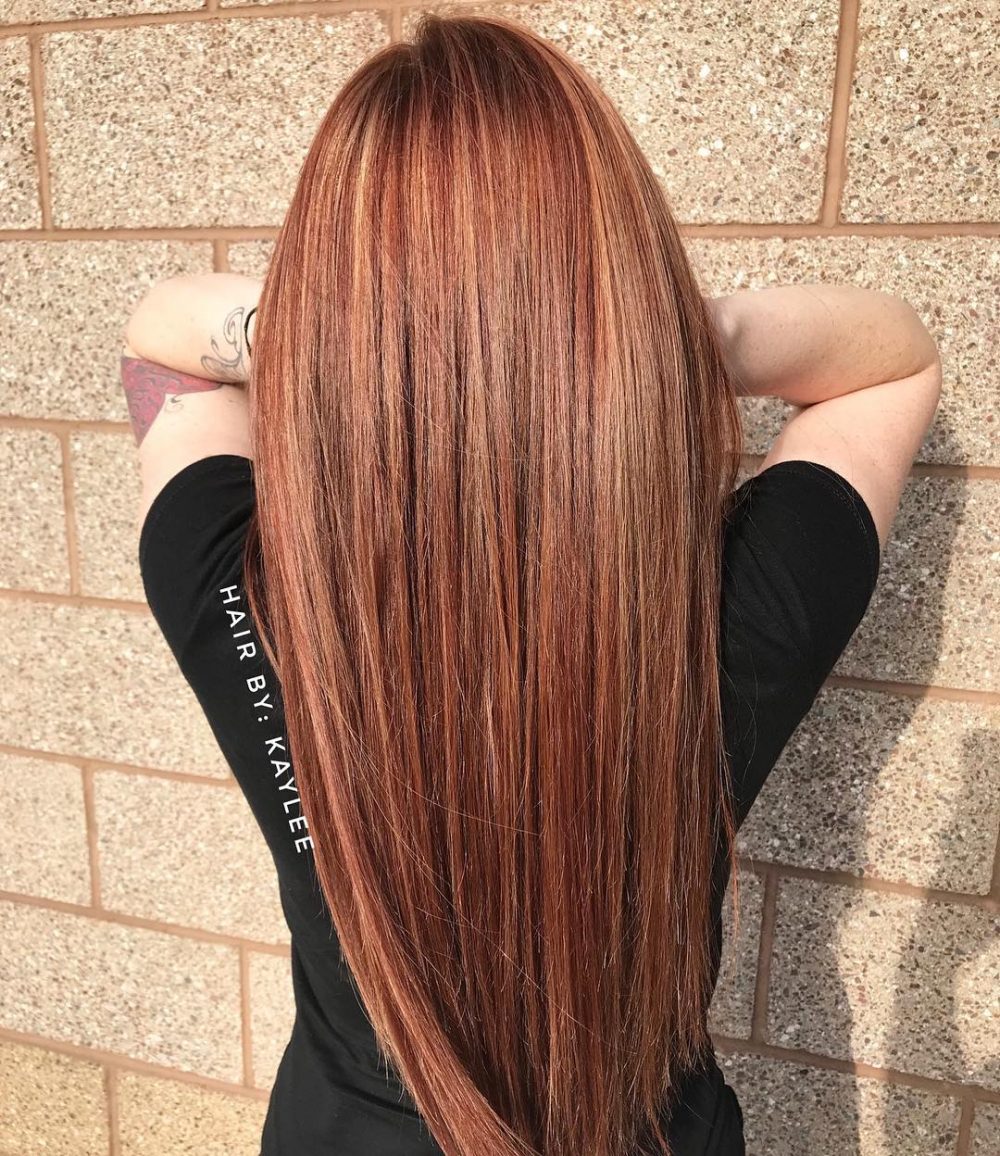 Berry Red and Ash Blonde Highlights