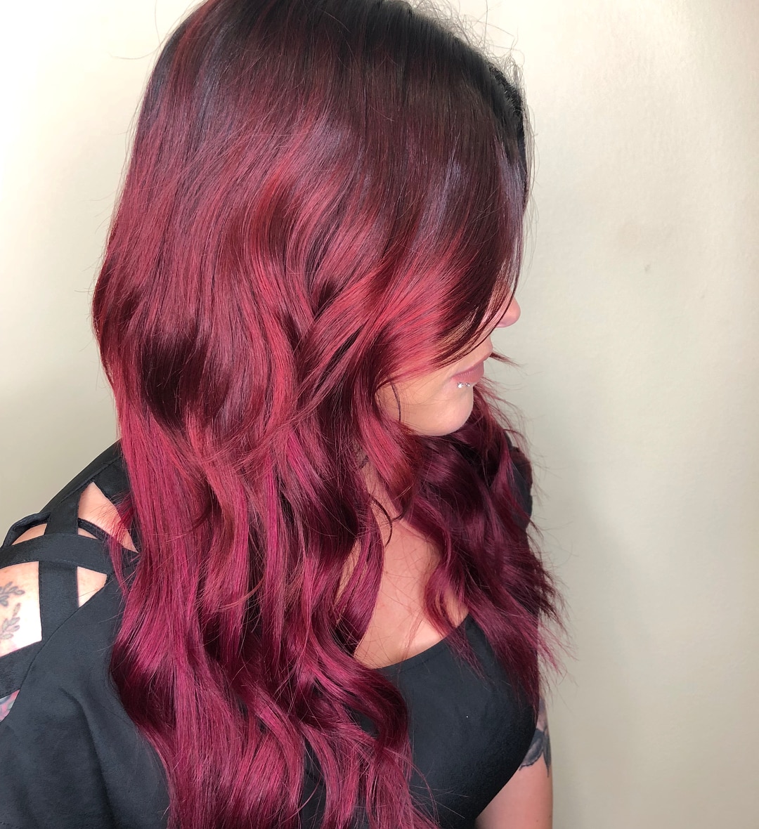 Black and Red Maroon Hair