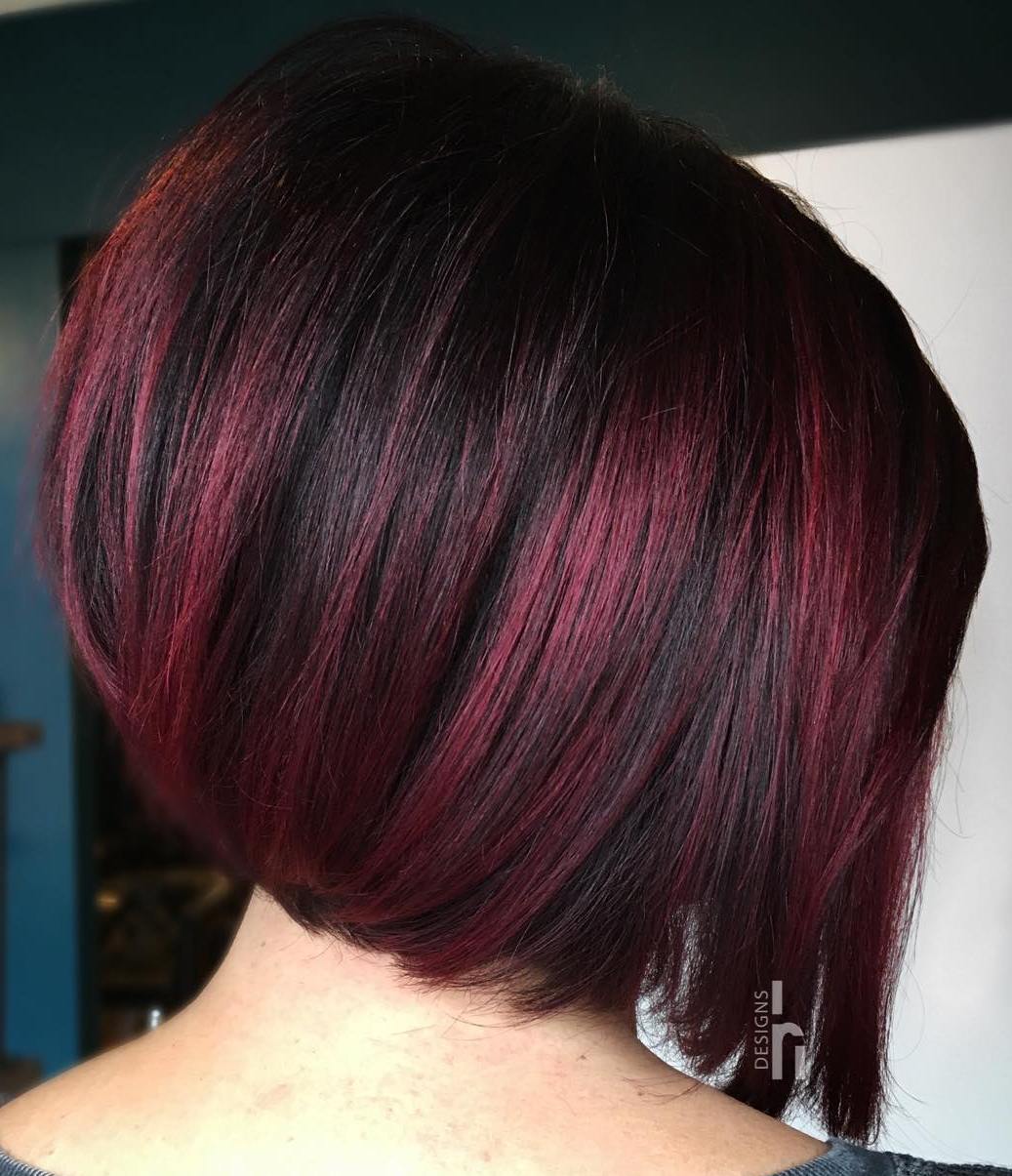 Black Bob with Burgundy Highlights