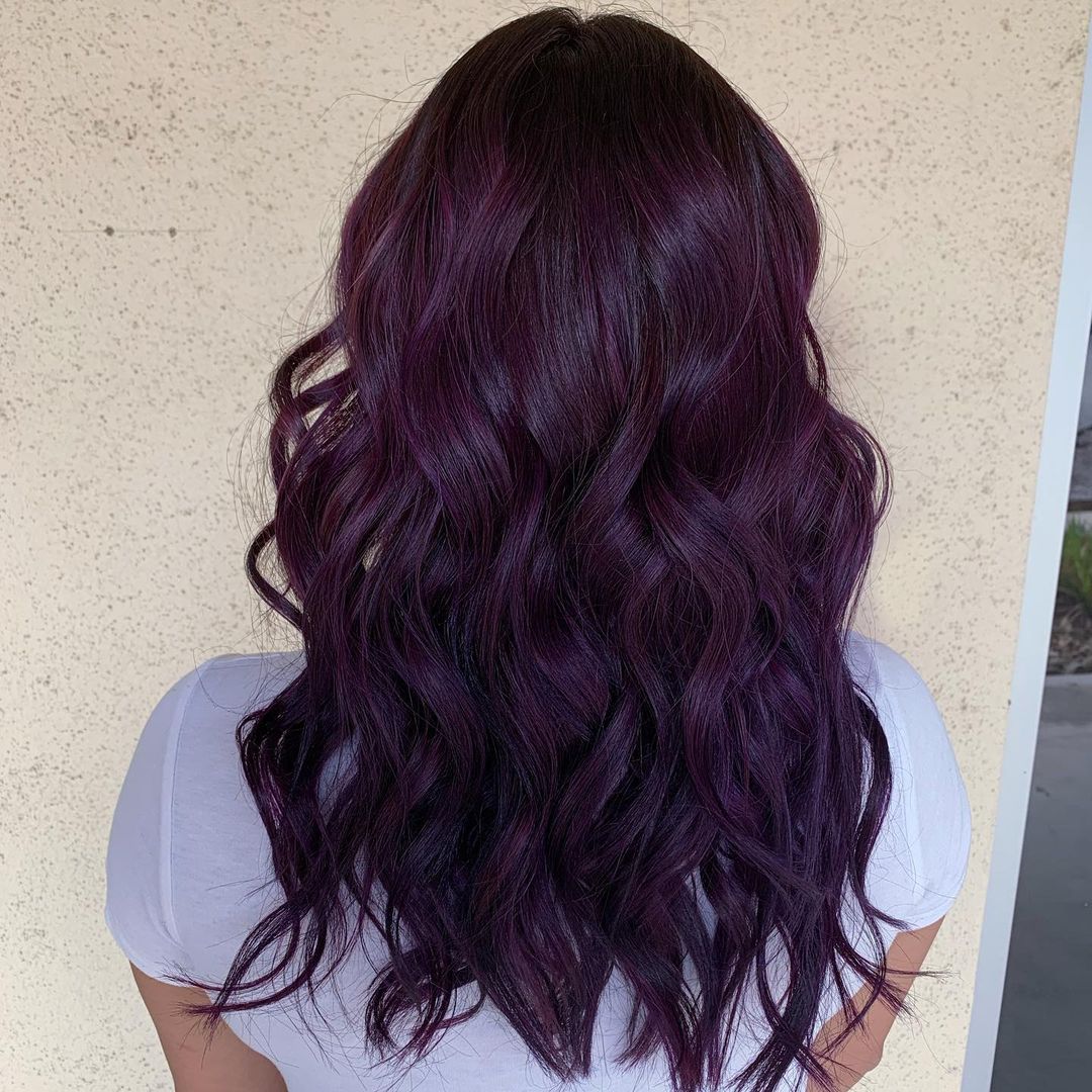 Black cherry and Eggplant Hair Color