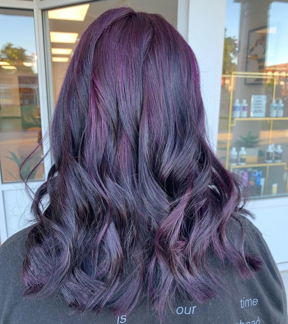 Black cherry with soft purple highlights