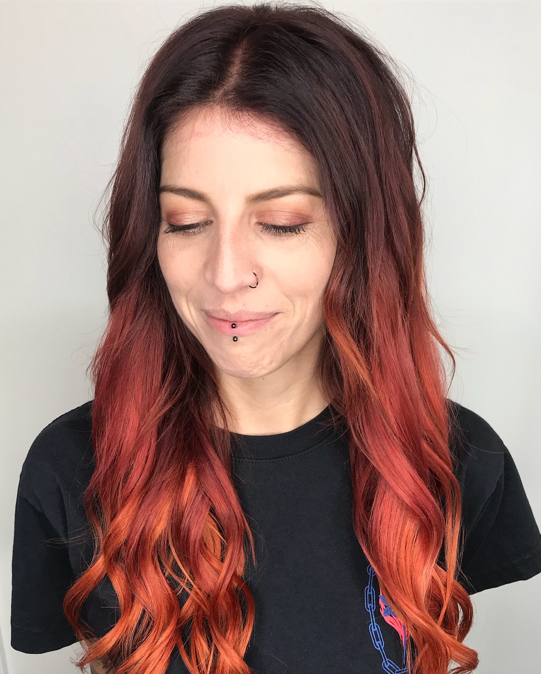 Black to Copper Red Ombre hair