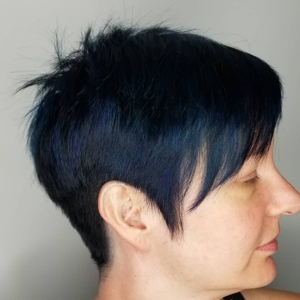 Black to Midnight Blue Ombre on Short Hair
