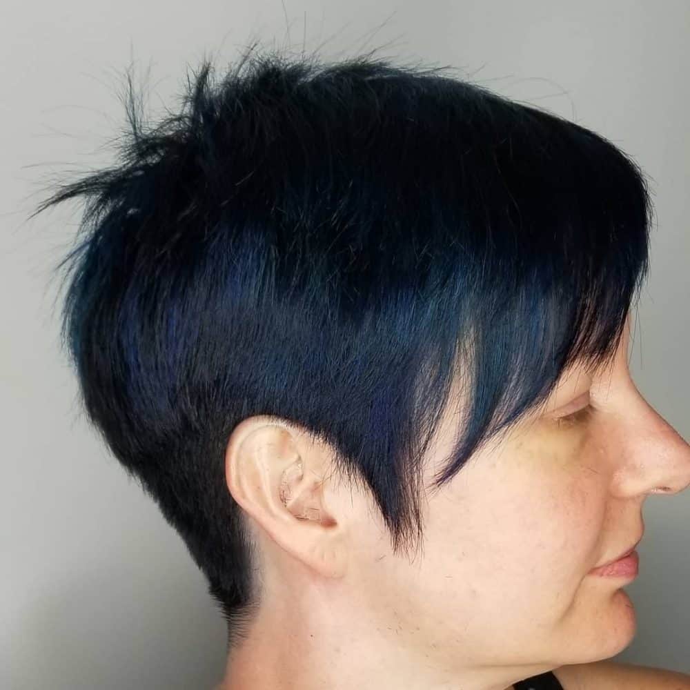 Black to Midnight Blue Ombre on Short Hair