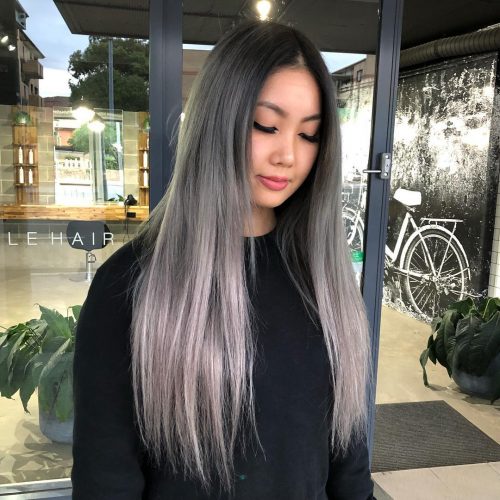 Black to Silver Ombre on Long Hair