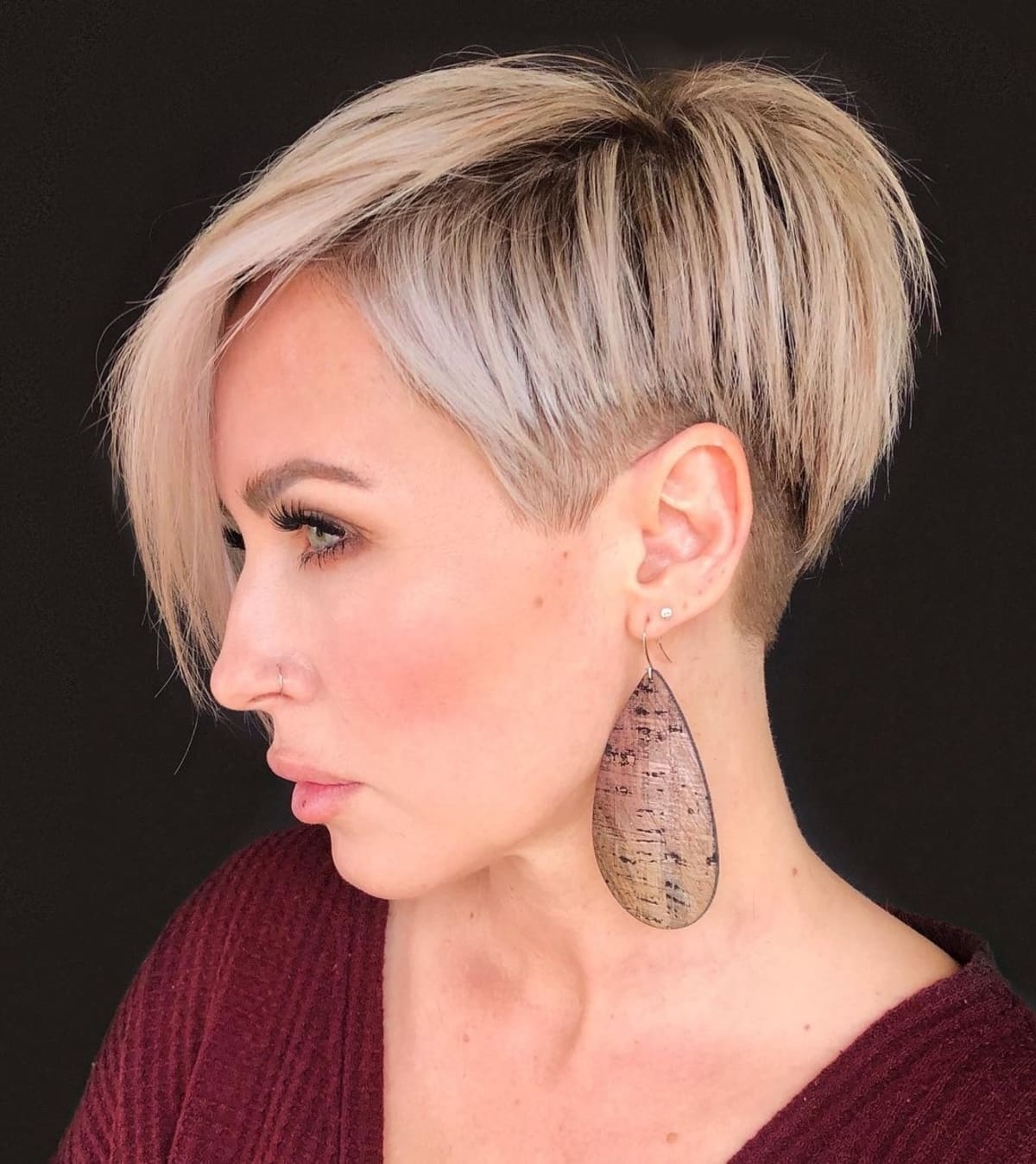 Blonde asymmetrical pixie for short hair