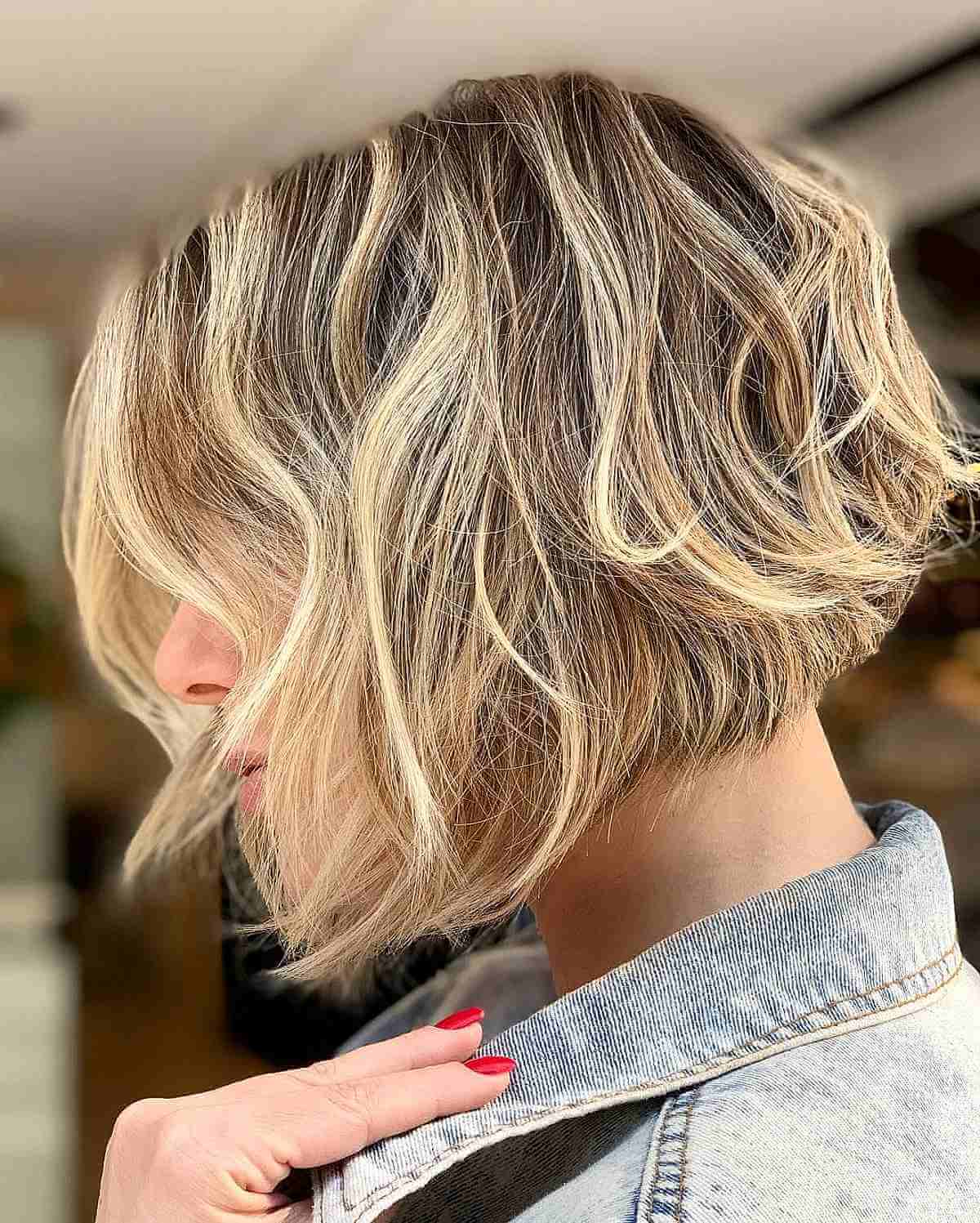 Blonde Balayage Angled Bob with Layers