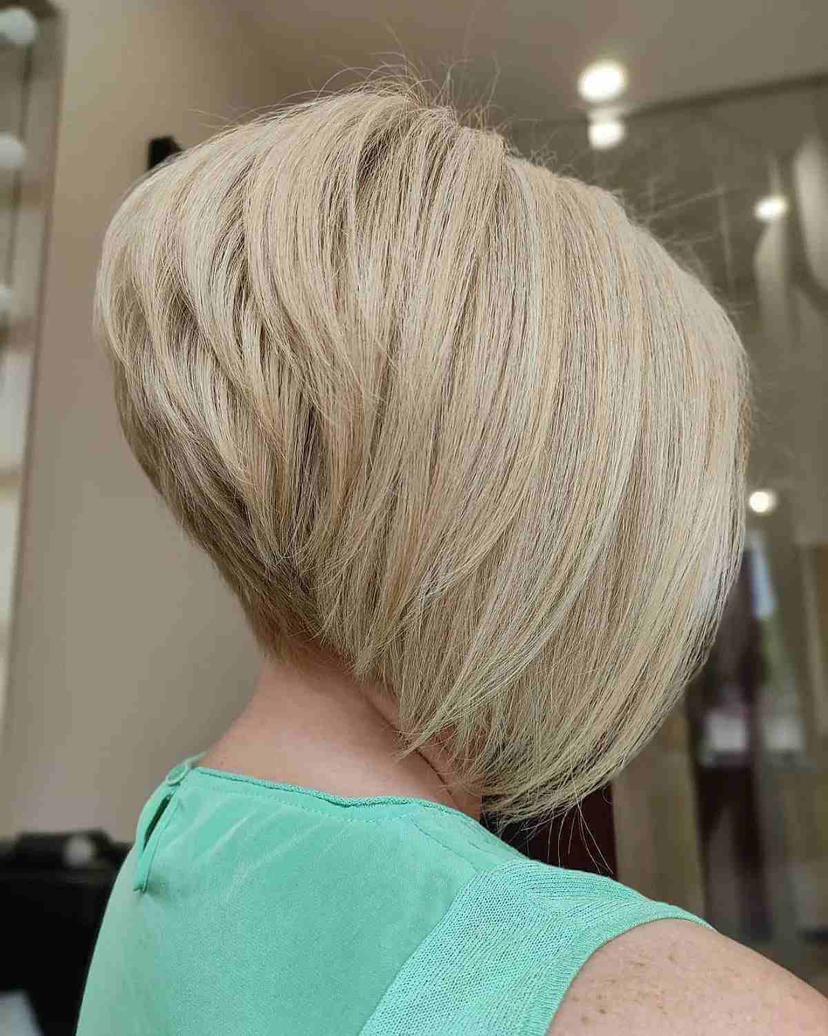 Blonde High Stacked Short Bob