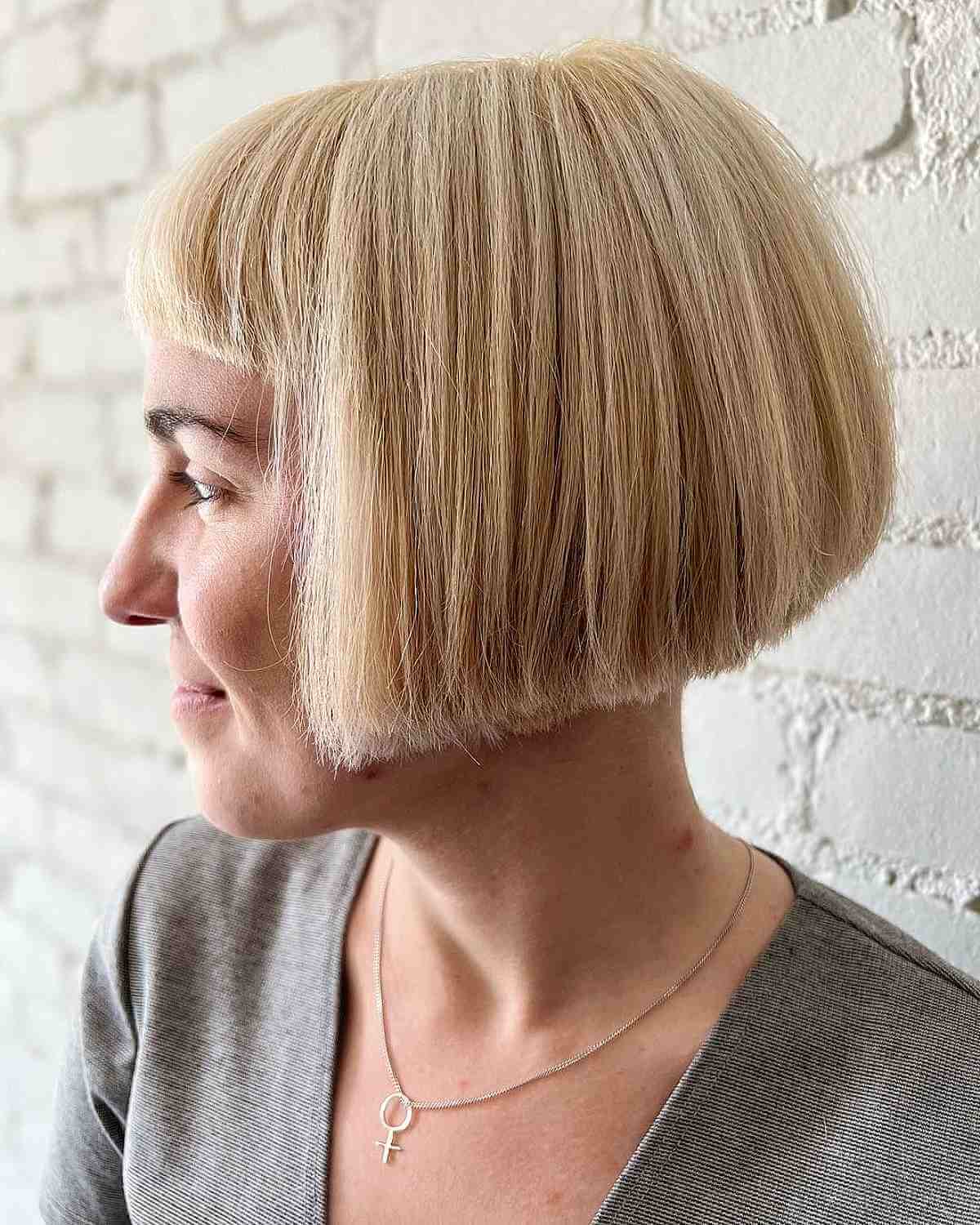 Blonde Jaw-Length Bob with Micro Bangs