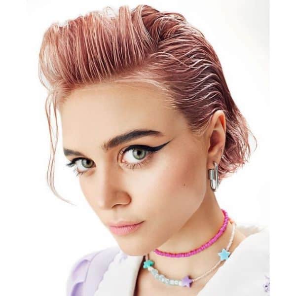 Blonde Pink Sleek Short Hairstyle cute hairstyles for short hair