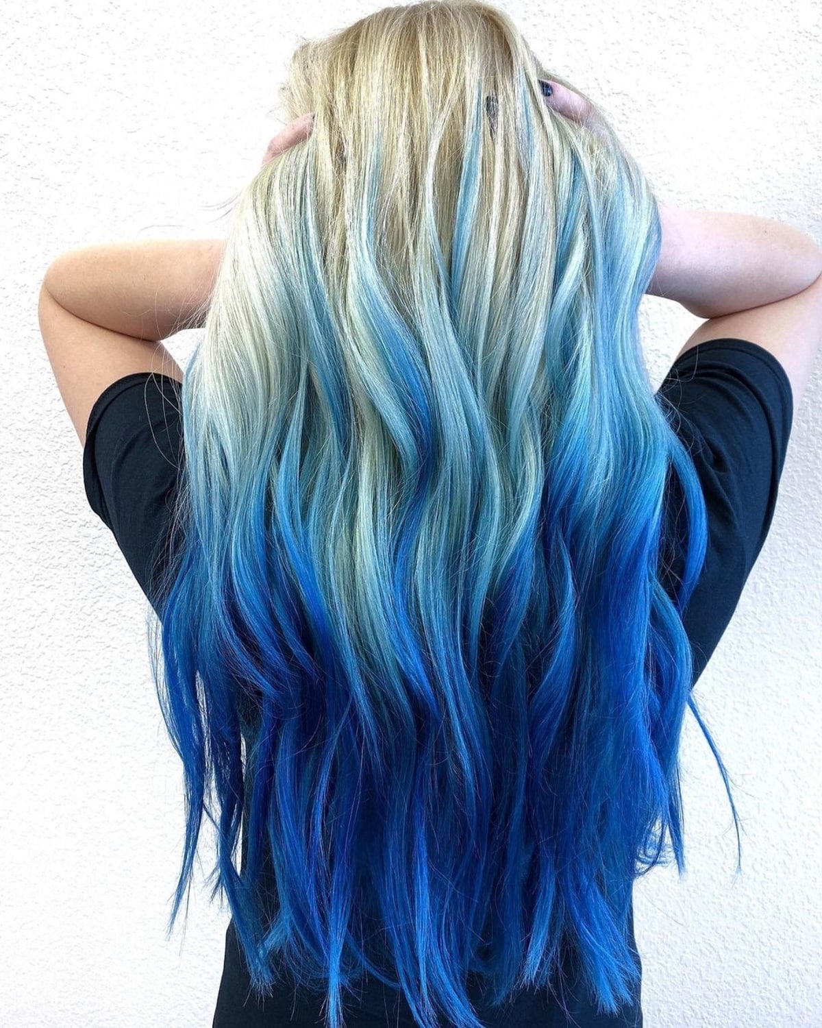 Blonde with blue reverse ombre