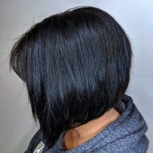 Blue Highlights on Short Black Hair