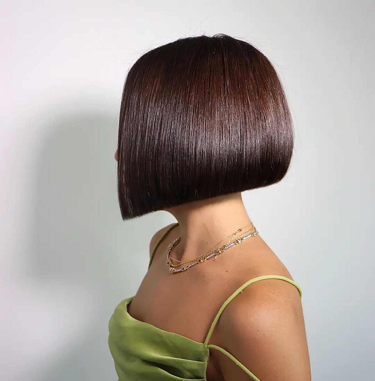 Blunt Angled Bob Cut at Chin-Length