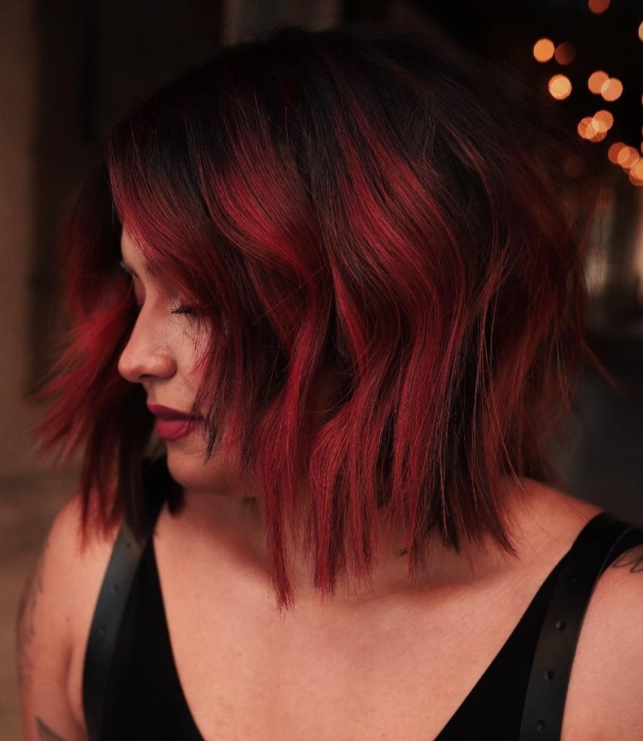 Blunt Dark Red Bob Haircut