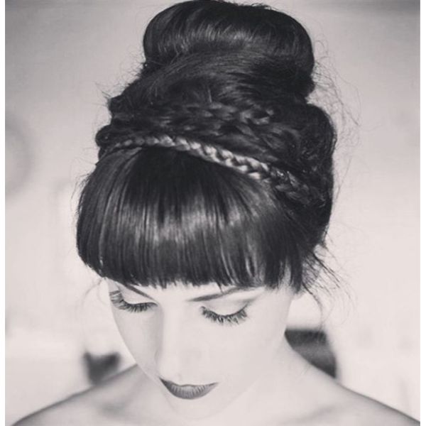 Braided Bun with a Fringe Bridal Updo