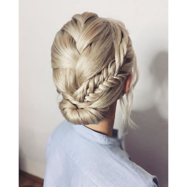 Bridal Braided Hairstyle with Low Bun