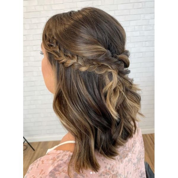 Bridal Half Updo for Medium Hair with Twists and Braids