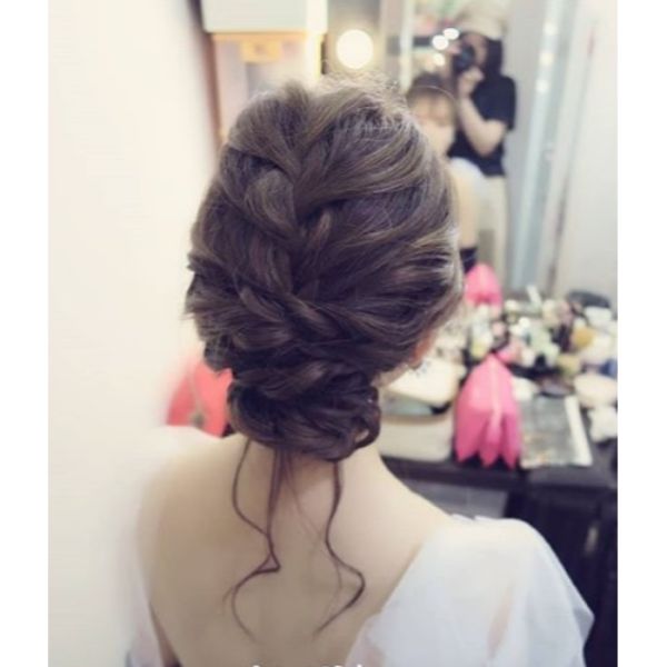 Bridal Updo for Medium Hair with French Braid and Bun