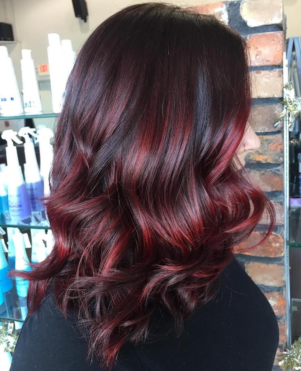 Bright Burgundy Hair with Layers