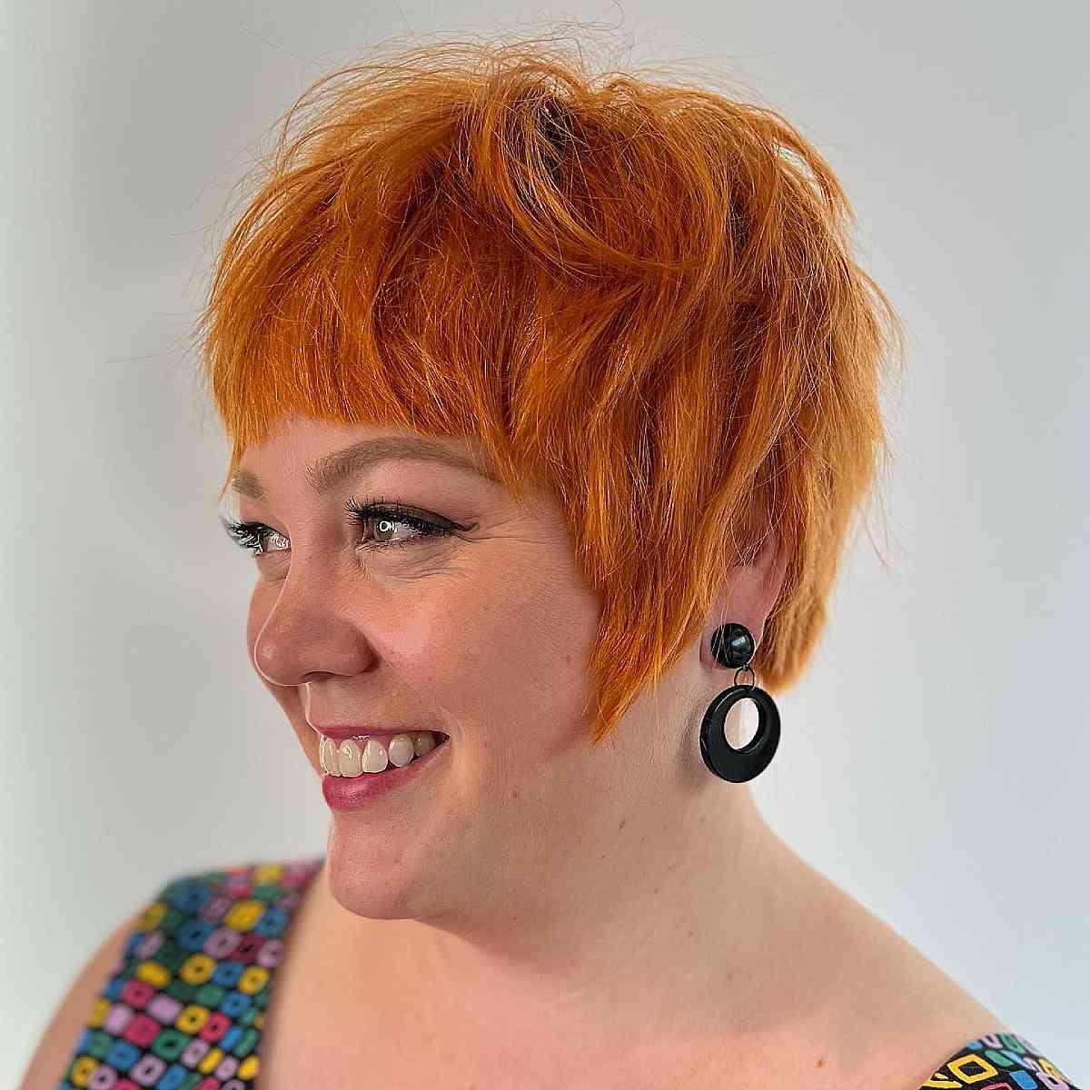 Bright Copper Lixie with Bangs and Sideburns