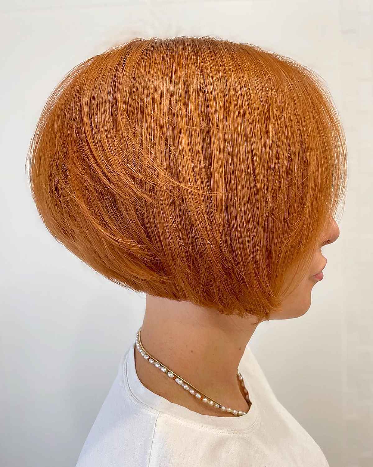 bright coppery layered and textured bob