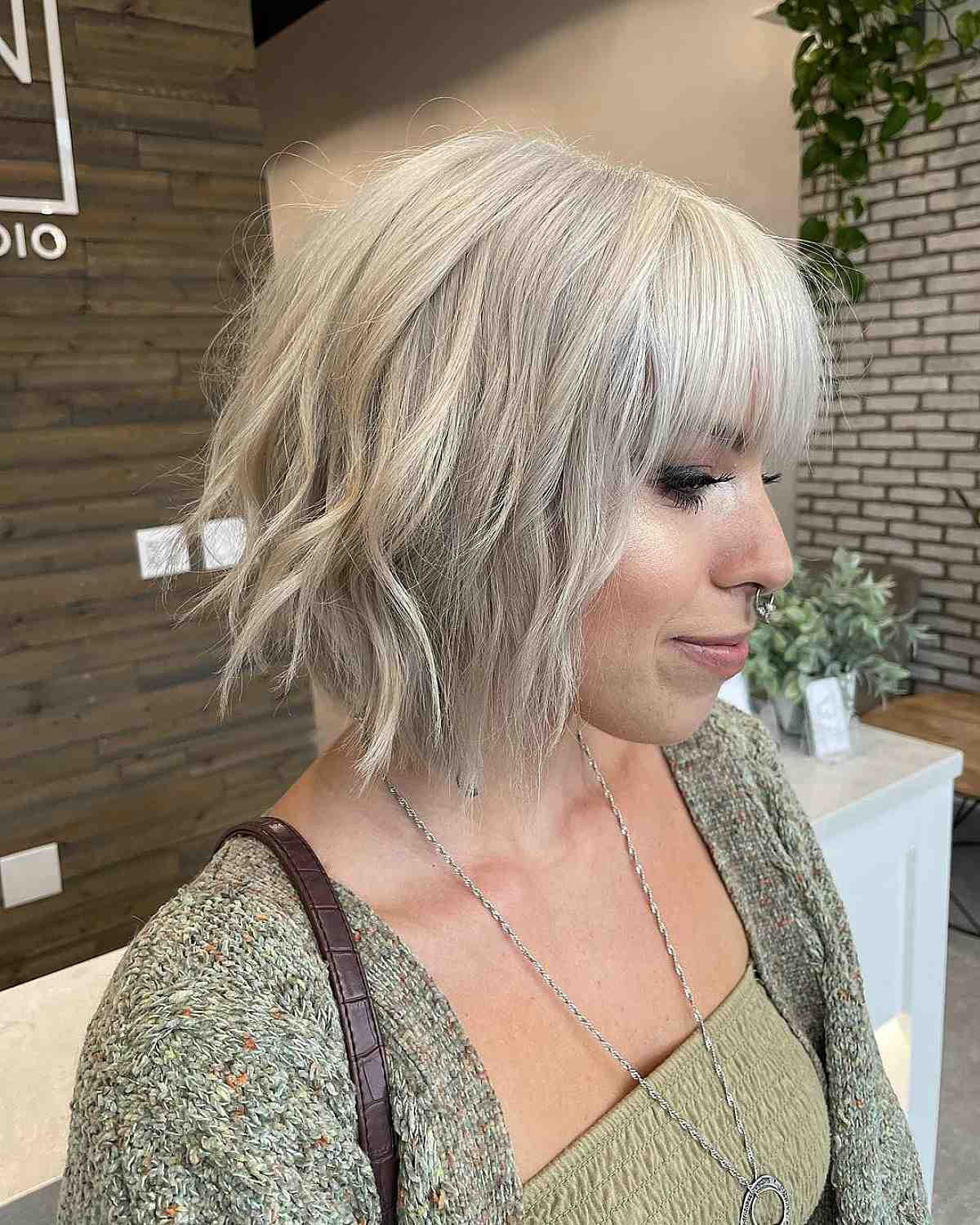 bright platinum blonde highlights