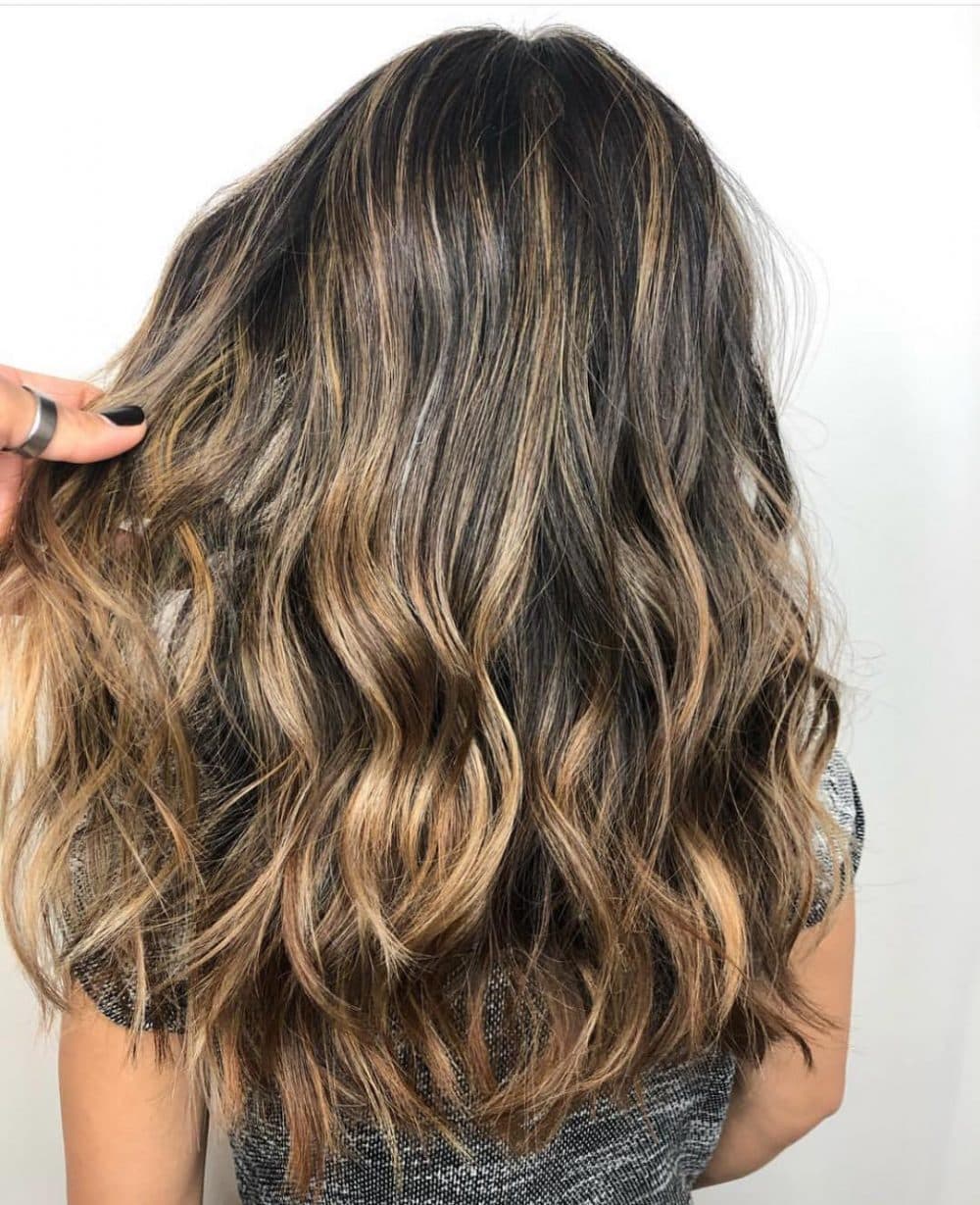 Bronde Balayage on Long Black Hair