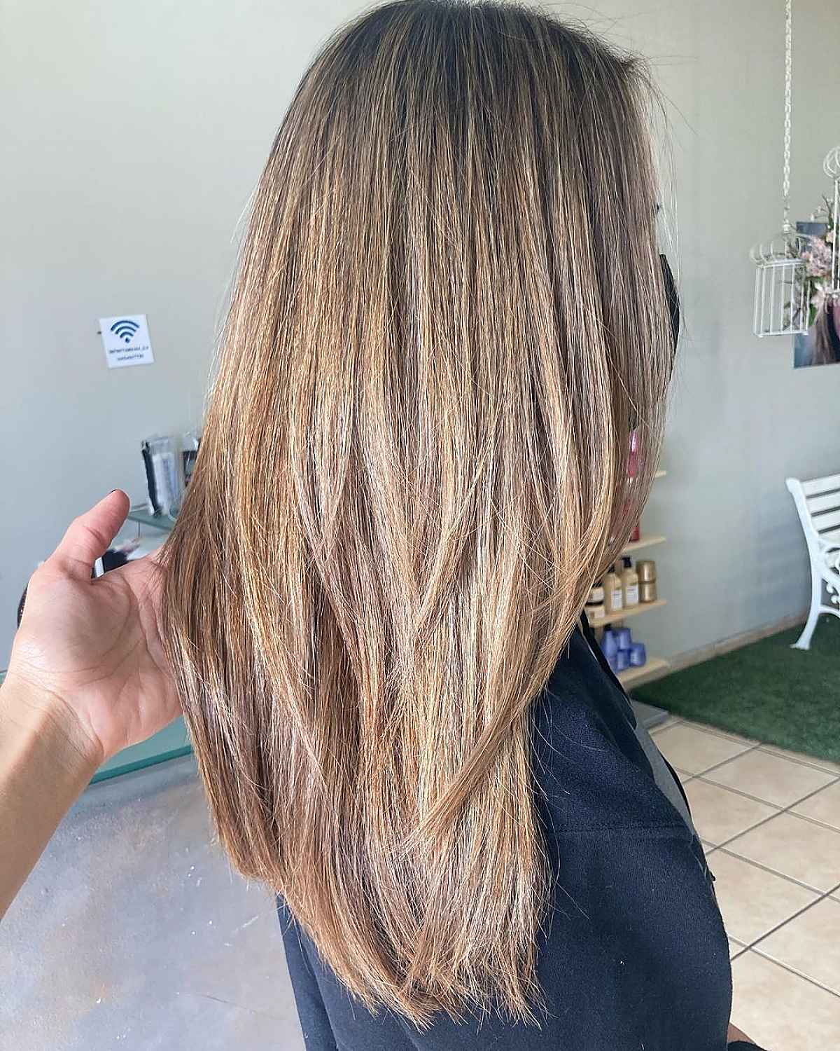 bronde balayage on straight hair