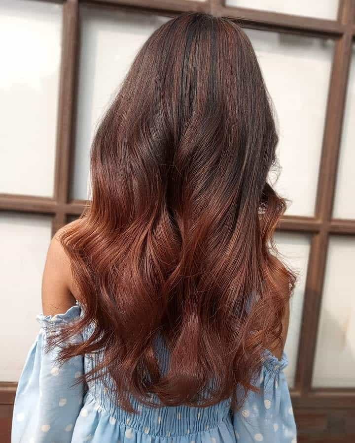 Brown and Burgundy Balayage