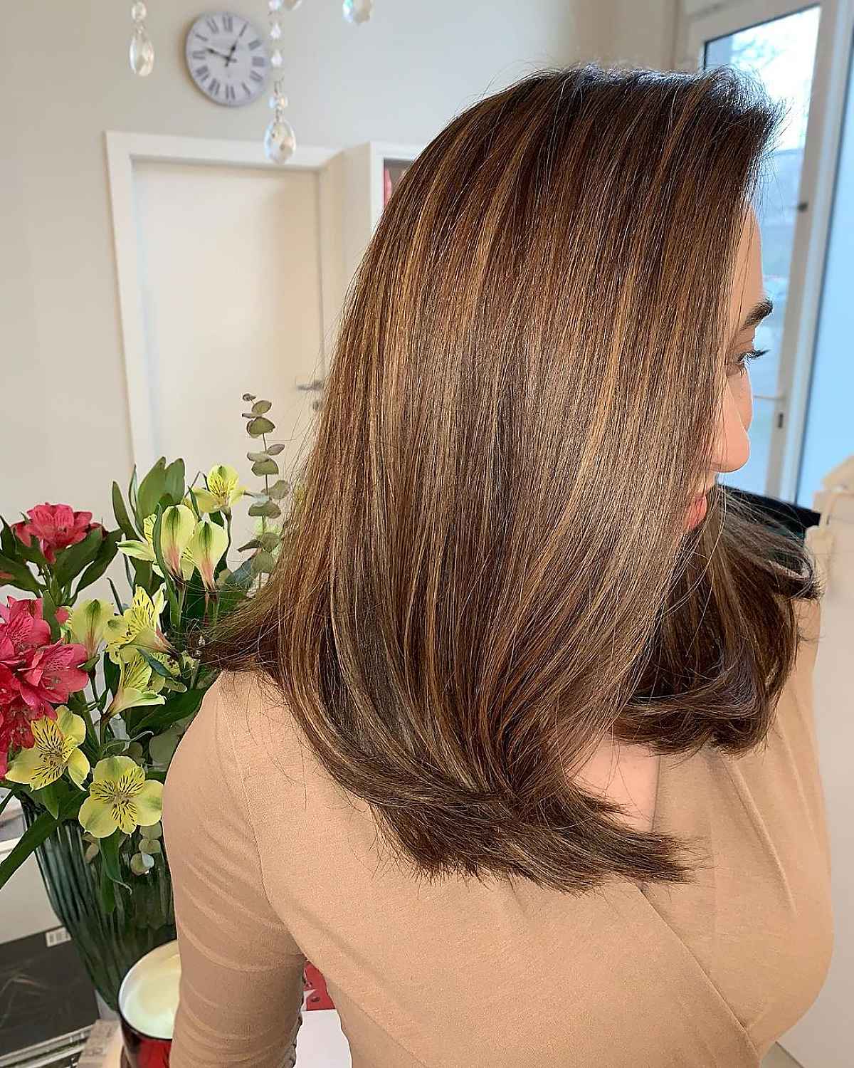 Brown Balayage on Medium-Length Straight Hair