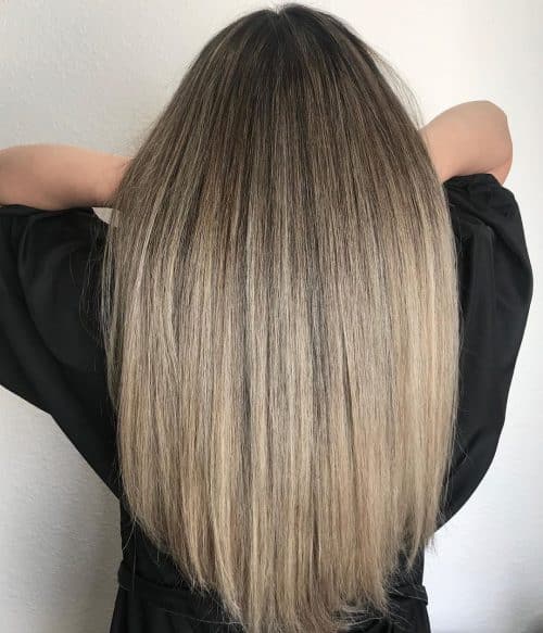 Brown to blonde Balayage on Straight Hair