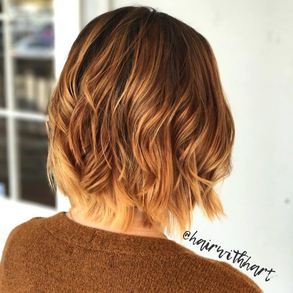 Brown to Golden Brown Ombre on Short Layered Hair