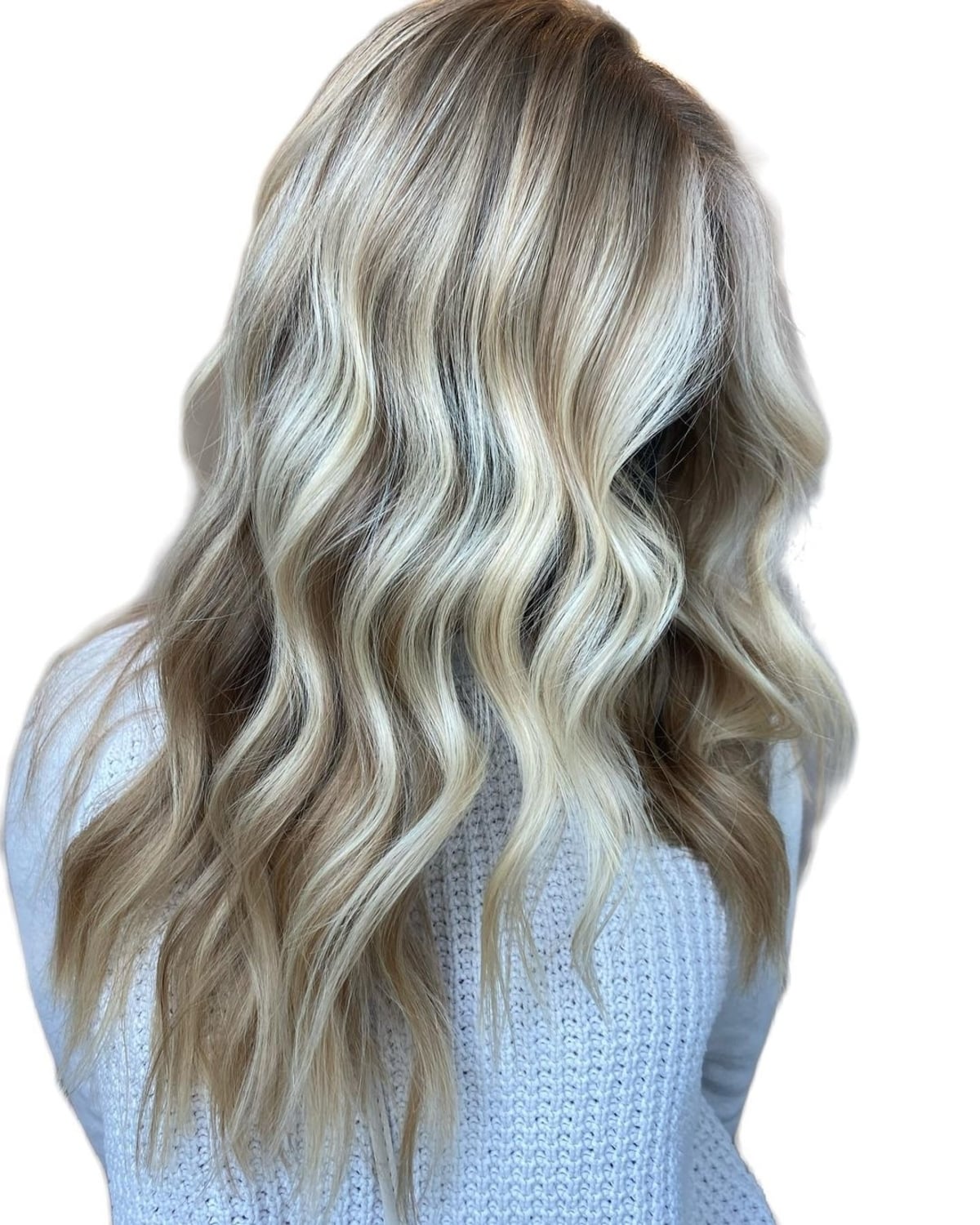 Brown with platinum blonde highlights