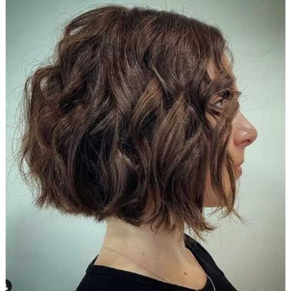 BrownTextured Curly Bob