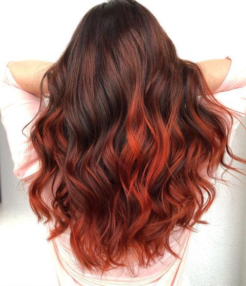 Brunette and Red Balayage