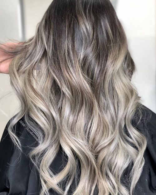 Brunette to Ash Blonde Balayage Ombre
