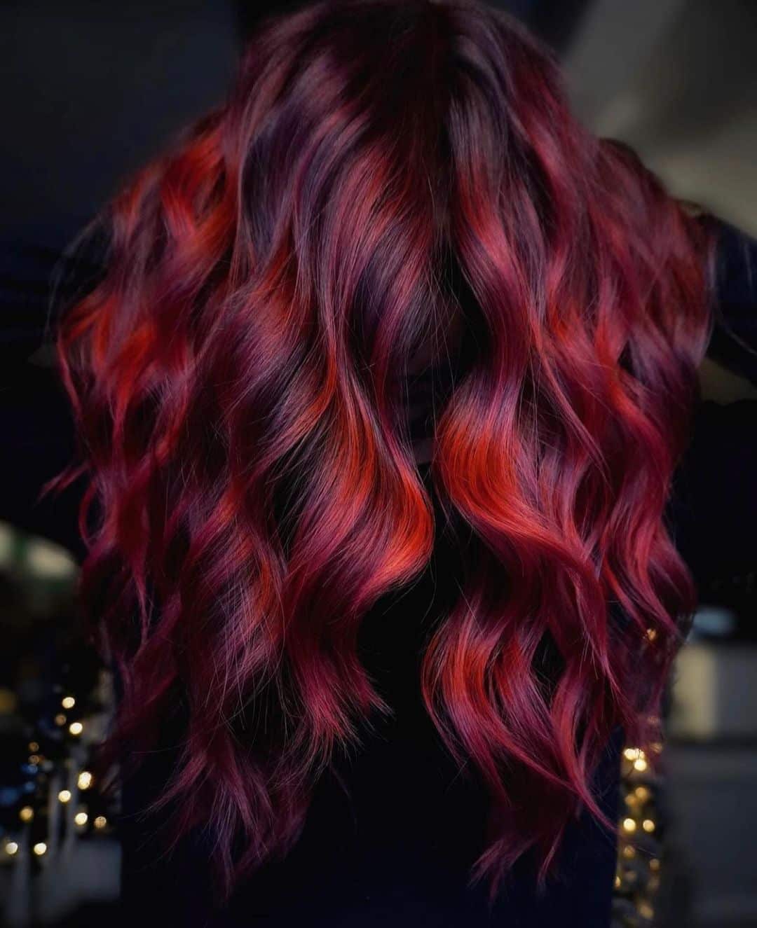 Burgundy Hair with Red Copper Highlights