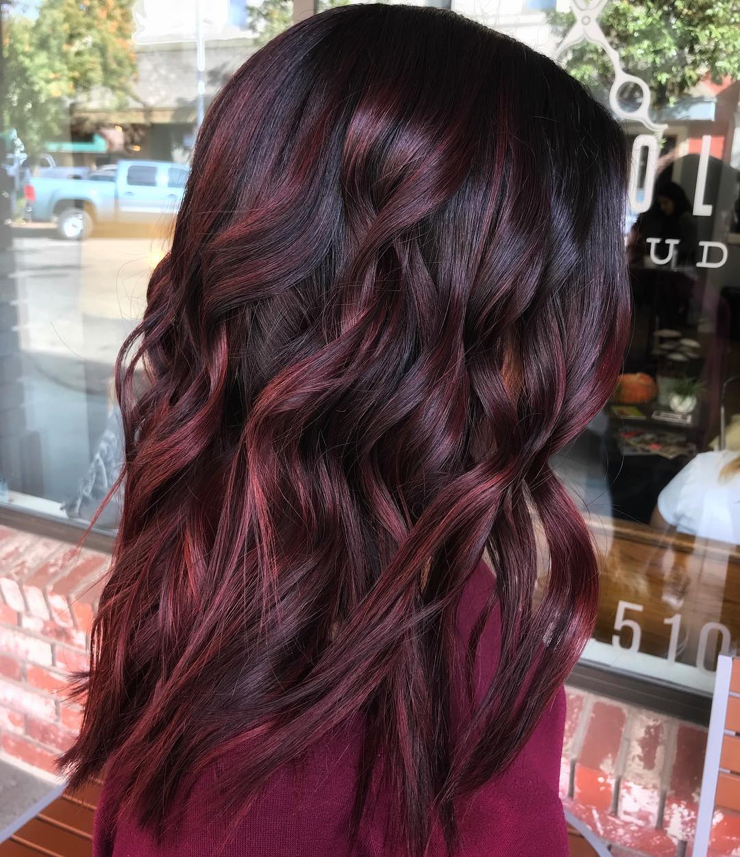 Burgundy Plum Highlights for Brunettes