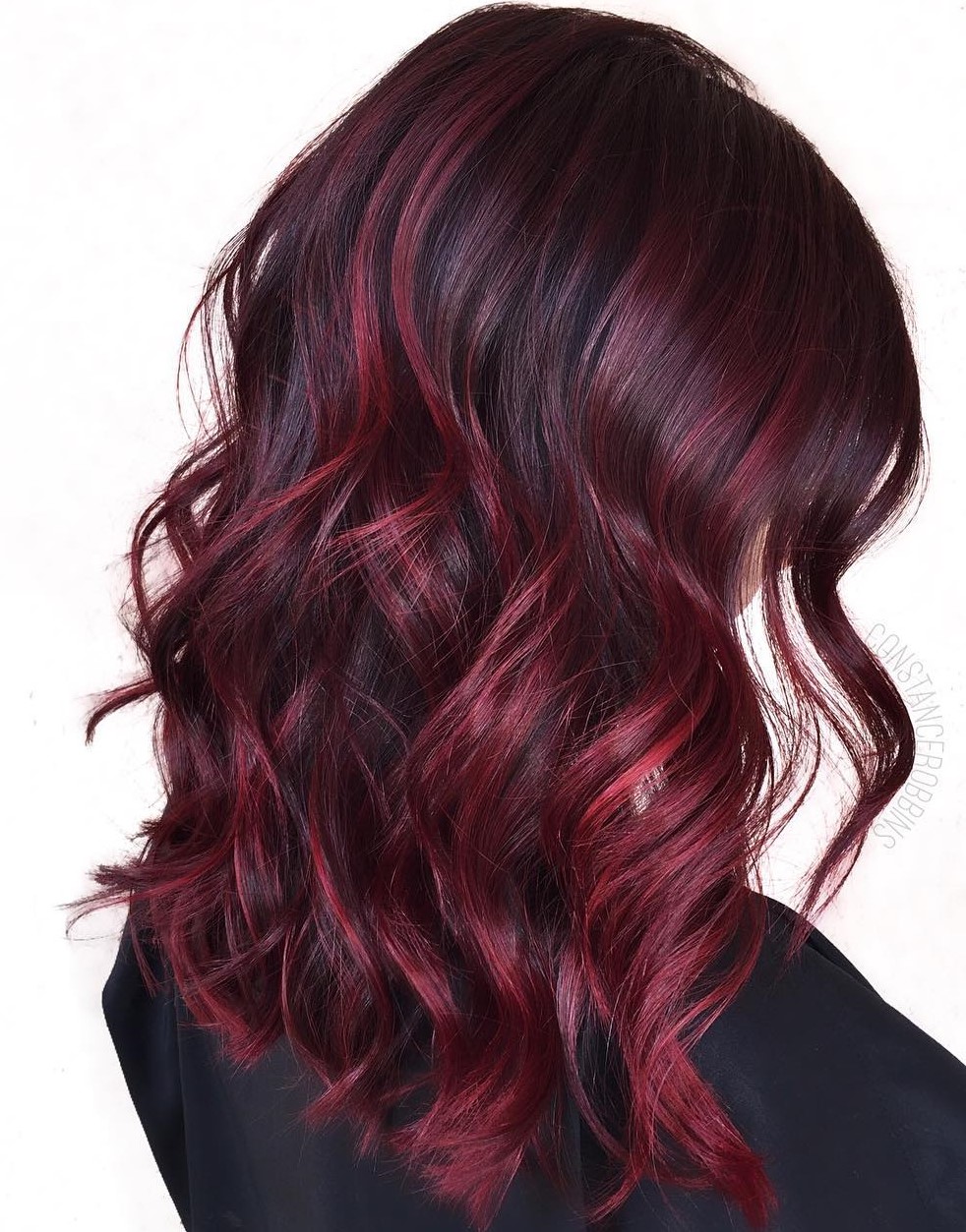 Burgundy Red Balayage for Black Hair