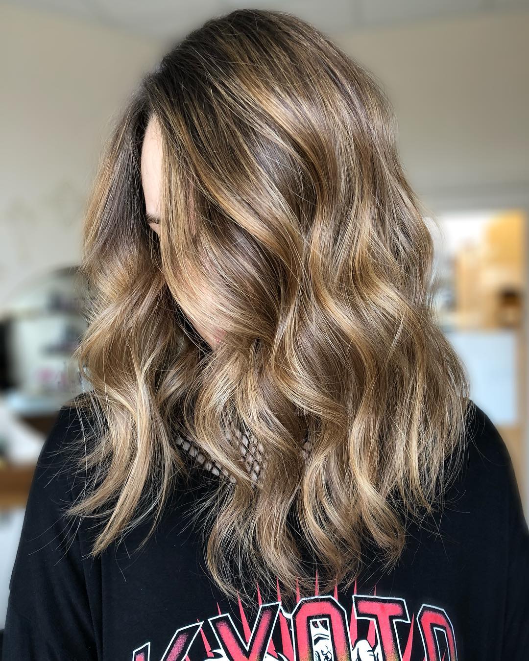 Caramel Balayage on Brown Hair Color