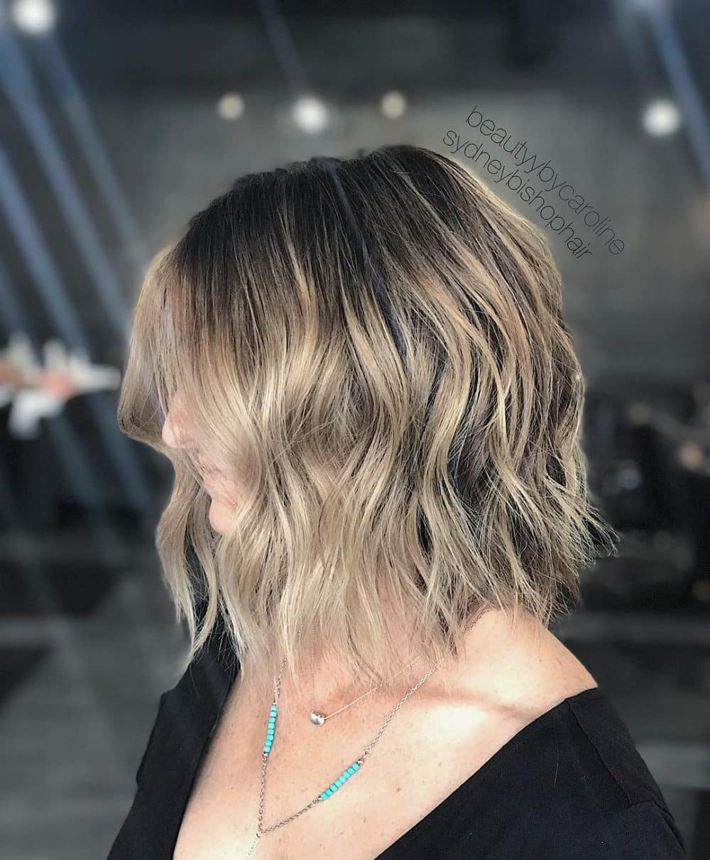 caramel blonde balayage on Choppy Hair