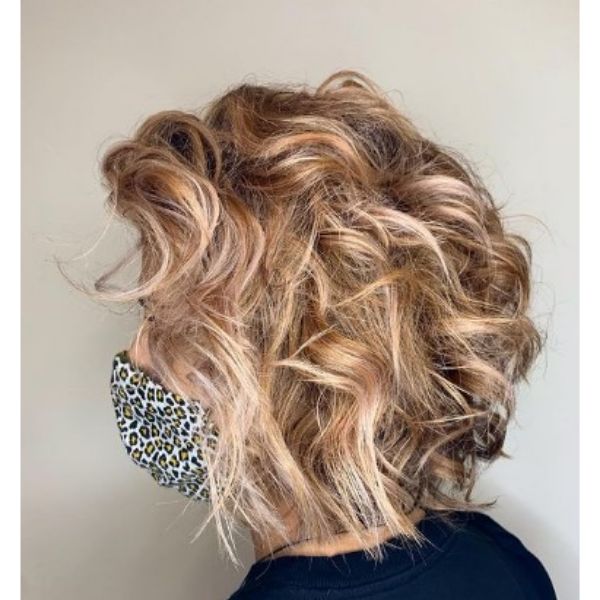 Caramel Blonde Bob With Messy Styling