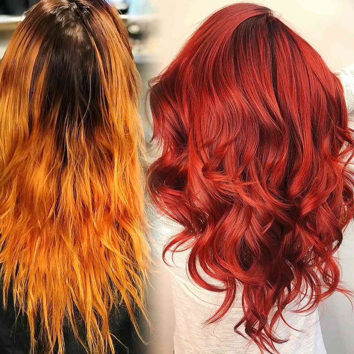 cherry red balayage