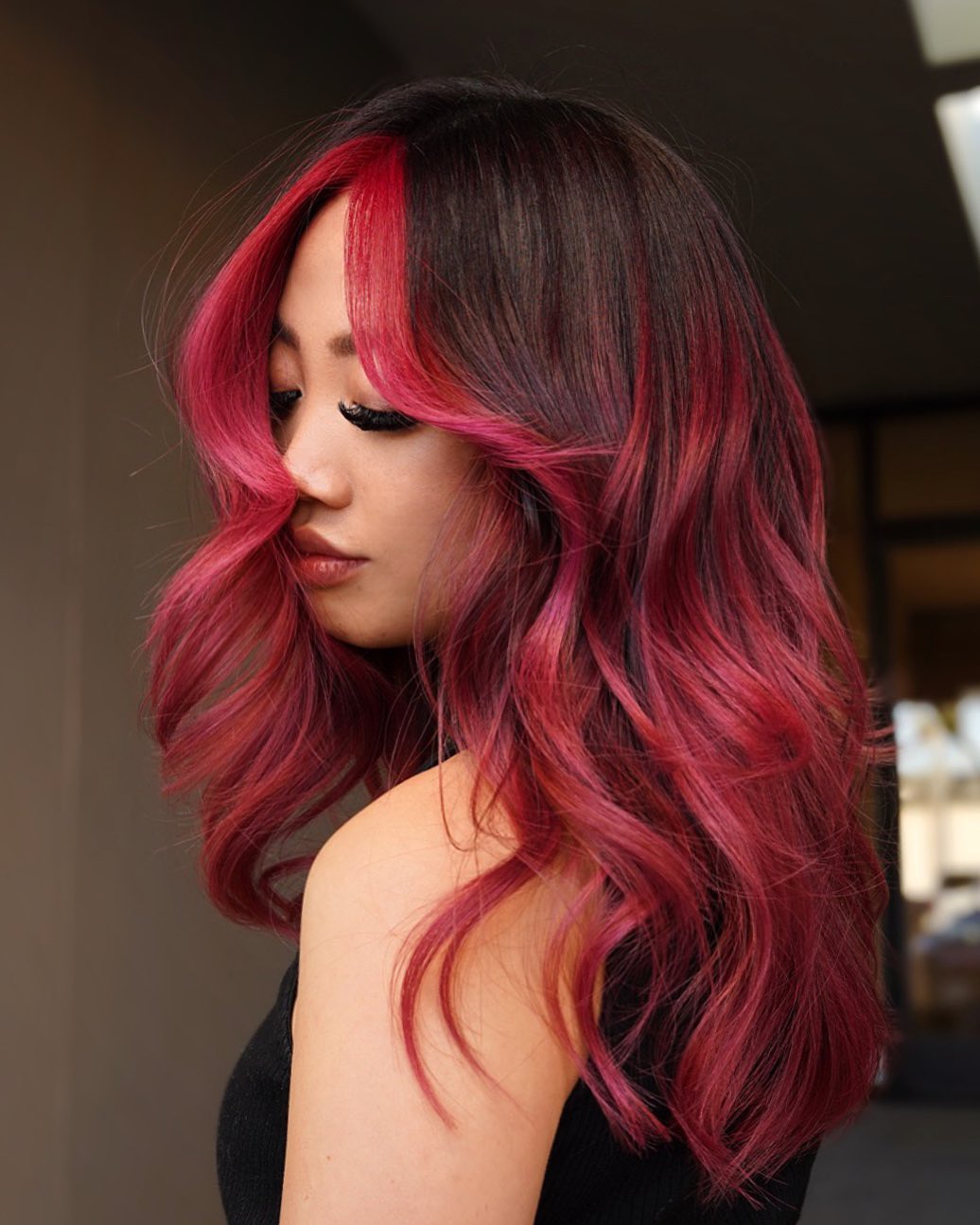 Chic Red Purple Balayage