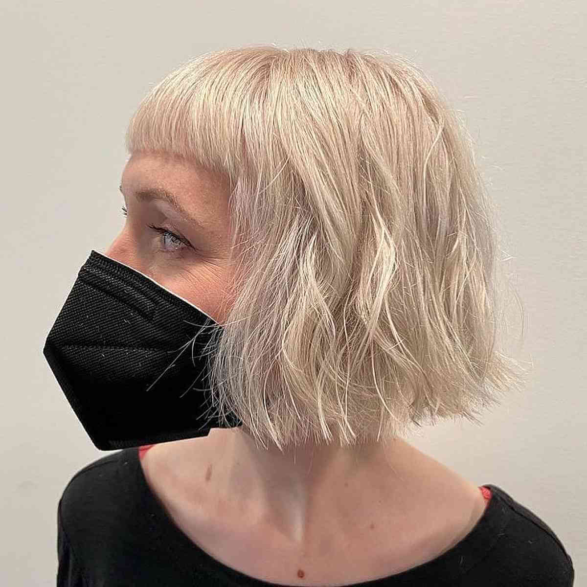 Chin-Length Bob Haircut with Micro Blunt Bangs