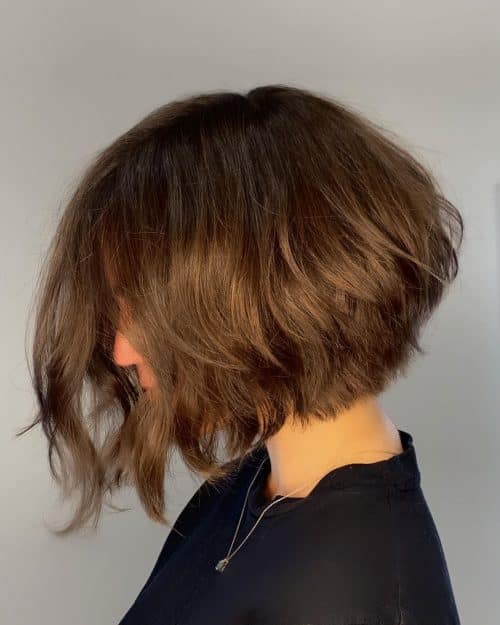 choppy and short stacked bob