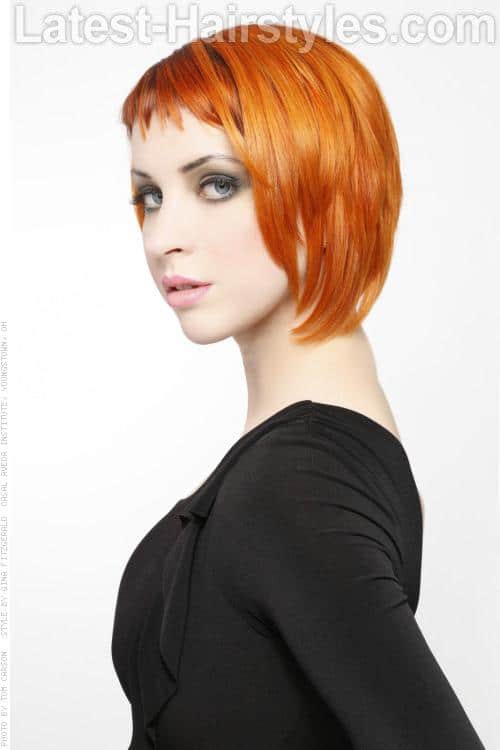 Cool-girl bright orange baby bangs